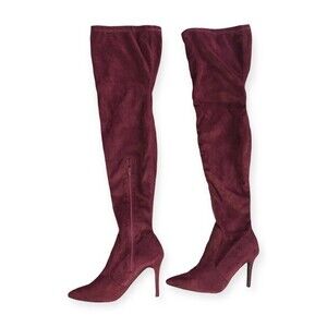 Herstyle Gabrianna Thigh High Suede Pointy Toe Stiletto Heel Boot
